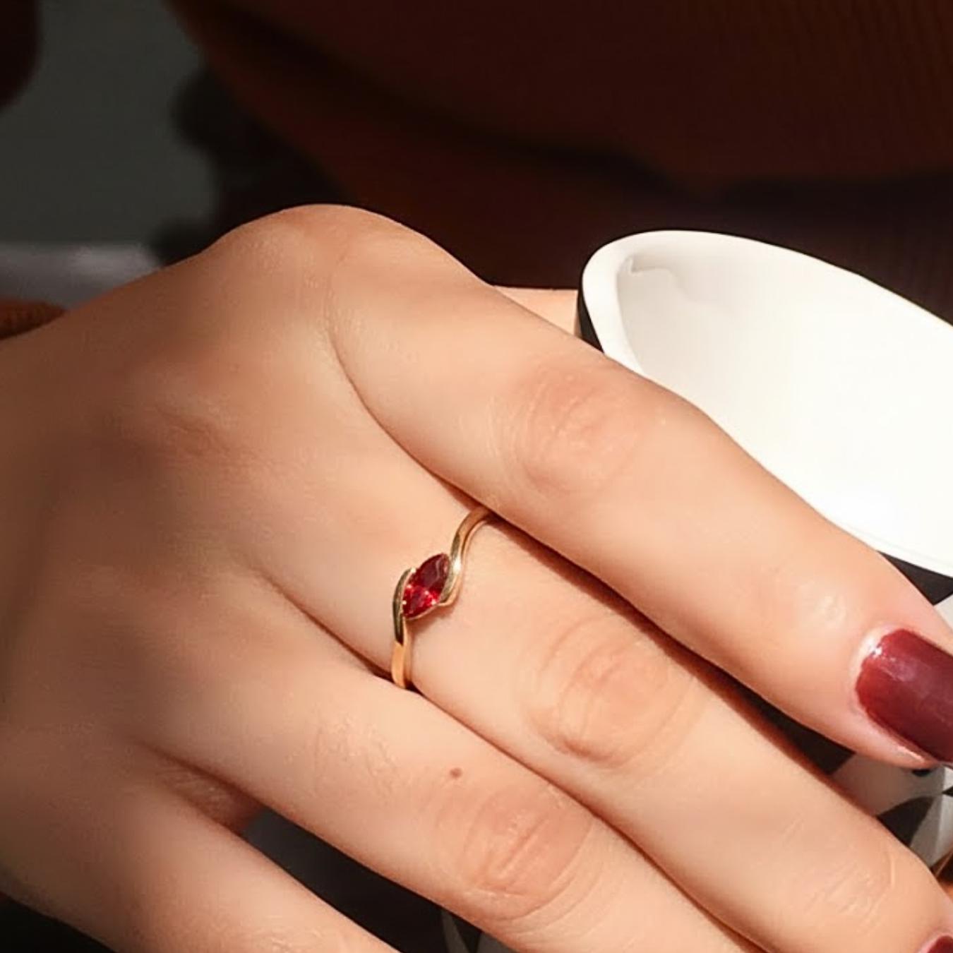 Marquise Cut Garnet Ring 14K Solid Gold Ruby Gemstone Engagement Ring Art Deco Diamond Promise Bridal Ring Anniversary Gift For Women