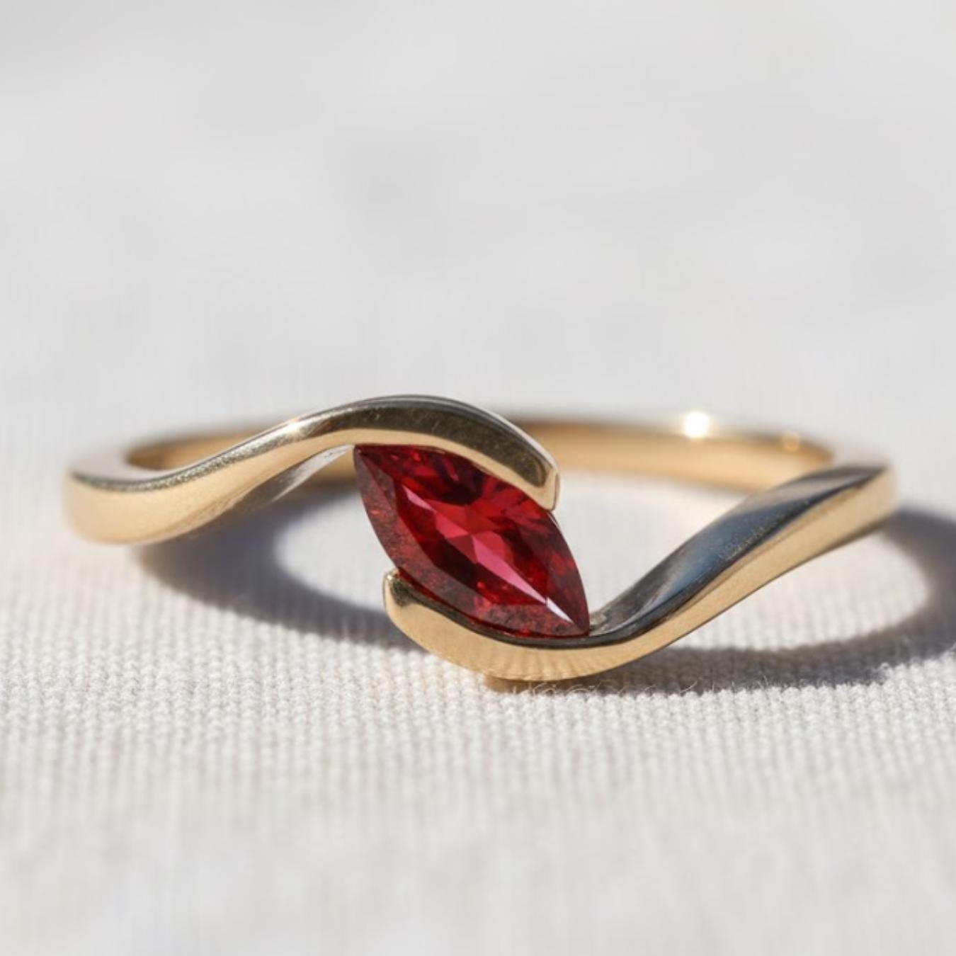Marquise Cut Garnet Ring 14K Solid Gold Ruby Gemstone Engagement Ring Art Deco Diamond Promise Bridal Ring Anniversary Gift For Women