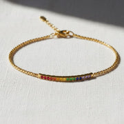 14K Gold Rainbow Bar Bracelet, Diamond Tennis Bracelet For Women, Lab Made Diamond Bracelet, Gift for Mother/Wife,Birthday Gifts