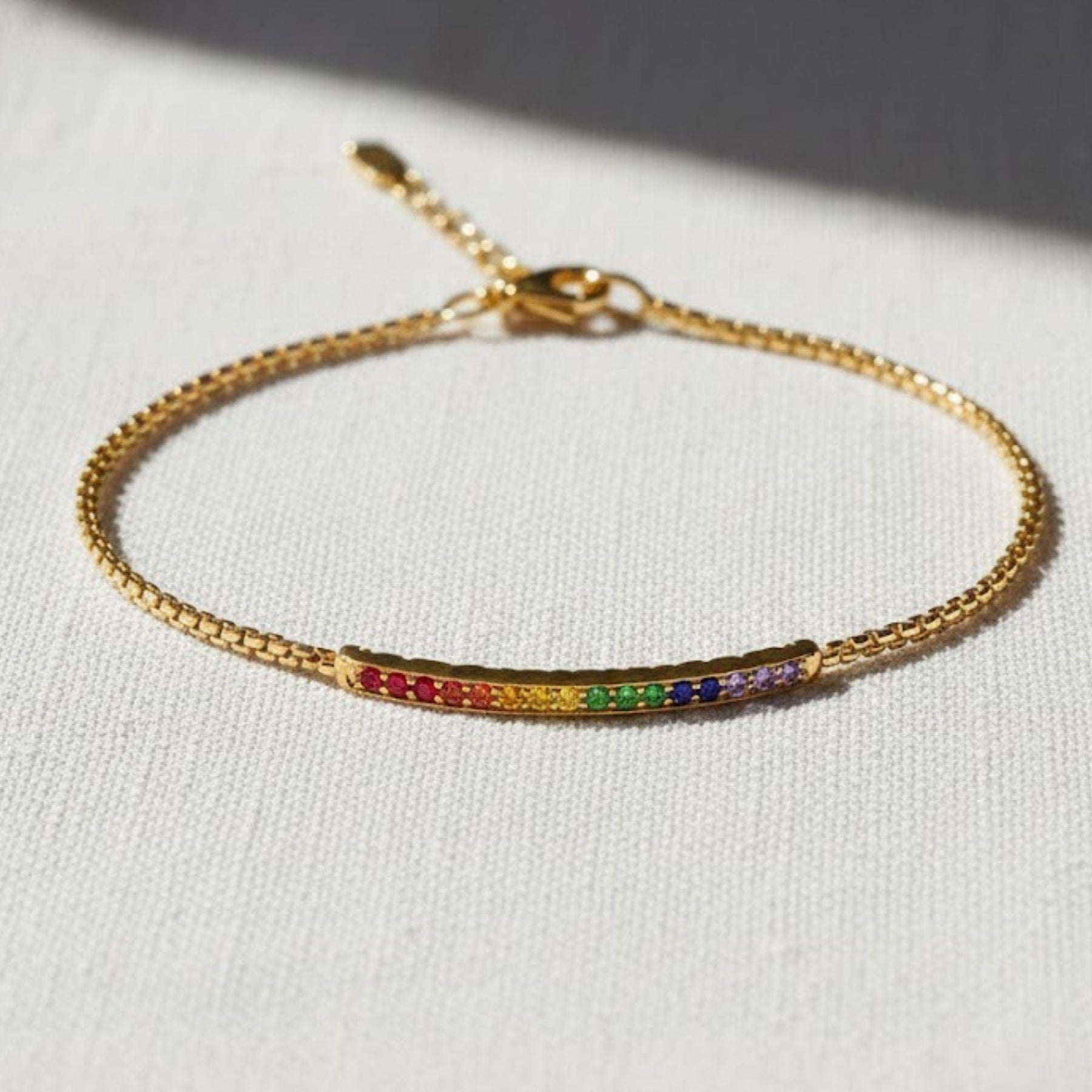 14K Gold Rainbow Bar Bracelet, Diamond Tennis Bracelet For Women, Lab Made Diamond Bracelet, Gift for Mother/Wife,Birthday Gifts