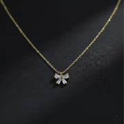 Diamond Bow Necklace, 14K Gold Dainty Ribbon Necklace, Minimalist Sparkly Bow Necklace, Best Friend Gift, Bridesmaid Gift, Birthday Gift