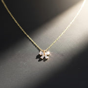 Diamond Bow Necklace, 14K Gold Dainty Ribbon Necklace, Minimalist Sparkly Bow Necklace, Best Friend Gift, Bridesmaid Gift, Birthday Gift
