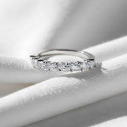 Lab Grown Diamond Half Eternity Ring: 14k Gold Marquise Stacking Band, Marquise Wedding Band, Shared Prong Band, Dainty Jewelry Gift