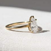 2.5 CT Pear Lab Grown Diamond Solitaire Ring, Handmade Cathedral 14K Gold