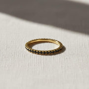 14K Solid Gold Eternity Ring, Black Diamond Ring, Stackable Ring for Women, Black Eternity Ring, Infinity Ring, Eternity Diamond Ring