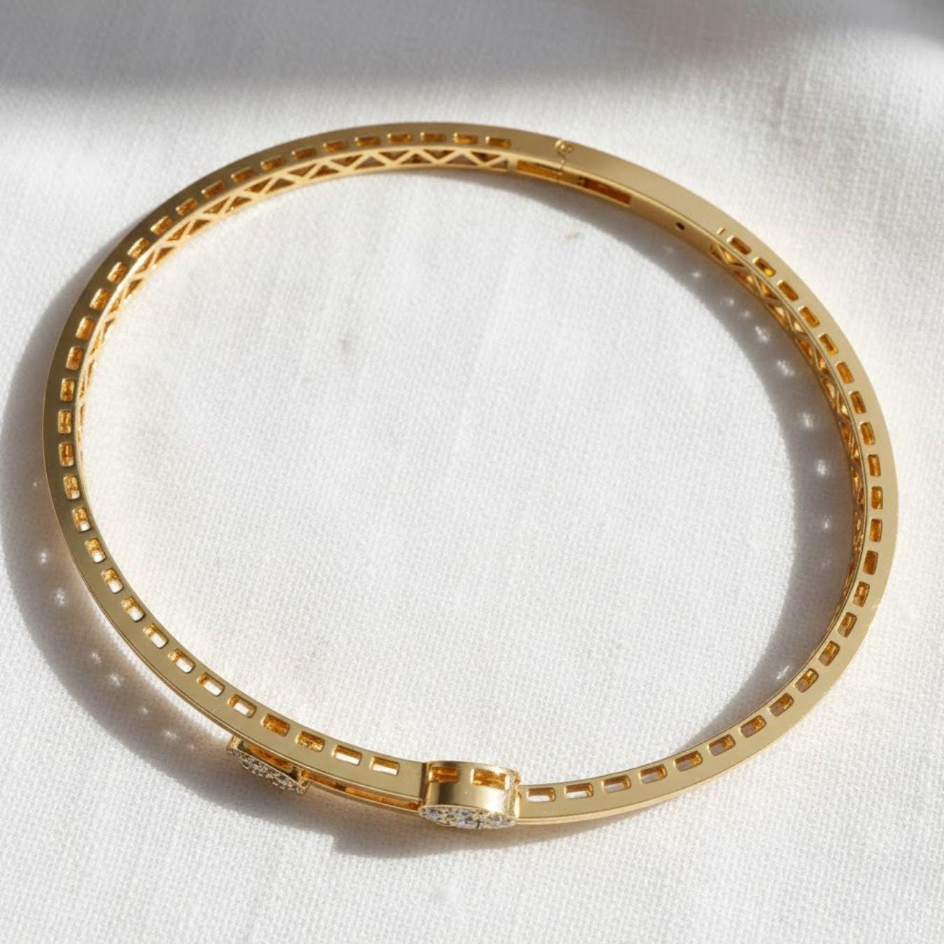 1.51 Ct Diamond Bangle, 14K Gold Lab Grown Diamond Bangle, Open Cuff Bangle
