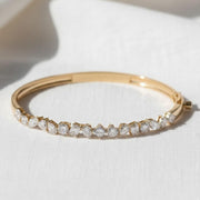 Lab Grown Diamond  Bangle Bracelet for Women, Mix Cut Diamond  Bangle Bracelet For Wedding, Multi Shape Solid Gold Diamond Bracelet