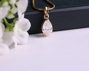 Lab Diamond Solitaire Engagement Pendant/ Pear Cut Lab Grown Diamond Bridesmaid Pendant/ 14K Gold Eco Friendly Diamond Pendant Gift For Her