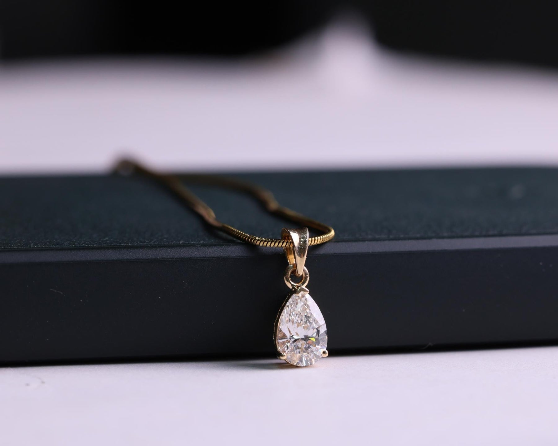 Lab Diamond Solitaire Engagement Pendant/ Pear Cut Lab Grown Diamond Bridesmaid Pendant/ 14K Gold Eco Friendly Diamond Pendant Gift For Her