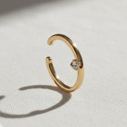 Dainty Diamond Ear Cuff, No Piercing Required,  prong Thin Earcuff Earring, 14K Solid Gold
