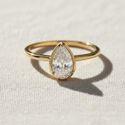 Pear Diamond Promise Ring Solitaire Pear Engagement Ring for Her Birthday Ring for Wife Simple Lab Created Diamond Ring Dainty Diamond Ring