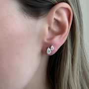 1 CT Pear Lab Grown Diamond Stud Earrings: 14k White Gold 3-Prong
