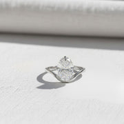 2 Carat Oval Lab Grown Diamond F VS1 Curved Solitaire Ring / 2ct Oval Unique Engagement Ring / 14k Gold Nesting Diamond Proposal Ring