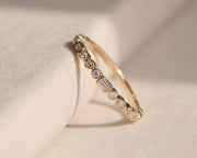 Mixed Shaped Eternity Moissanite Diamond Band Unique Wedding Anniversary Band Multi Diamond Band Bezel Set Eternity Band Proposal Ring