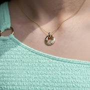14k Gold Diamond Circle Necklace: Floating Pendant, Circle of Life, Donut Necklace