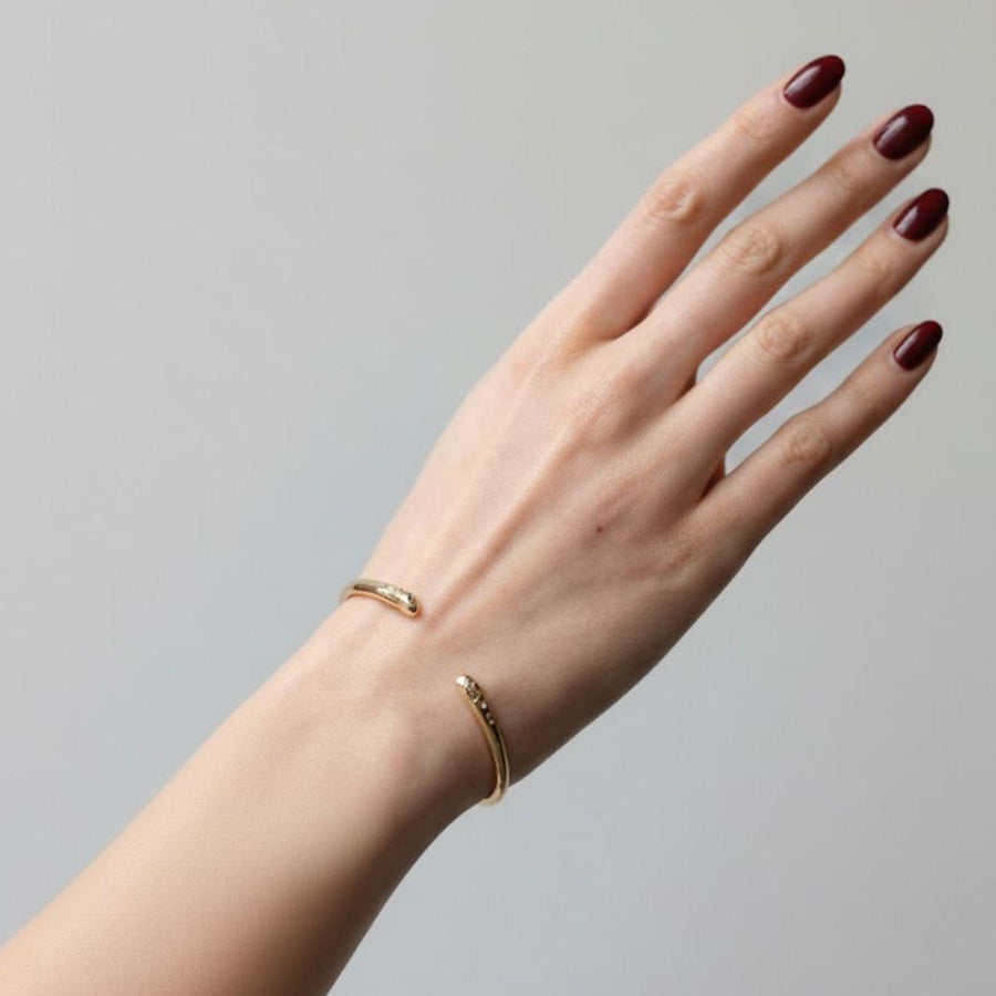14K Gold Plated Diamond Bangle, Genuine Lab Grown Diamond Bracelet, Cluster Diamond Bracelet, Open Cuff Bangle