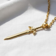 The Aurelian Winged Sword Pendant Necklace in 10K or 14K Solid Gold – Unisex Fine Jewelry