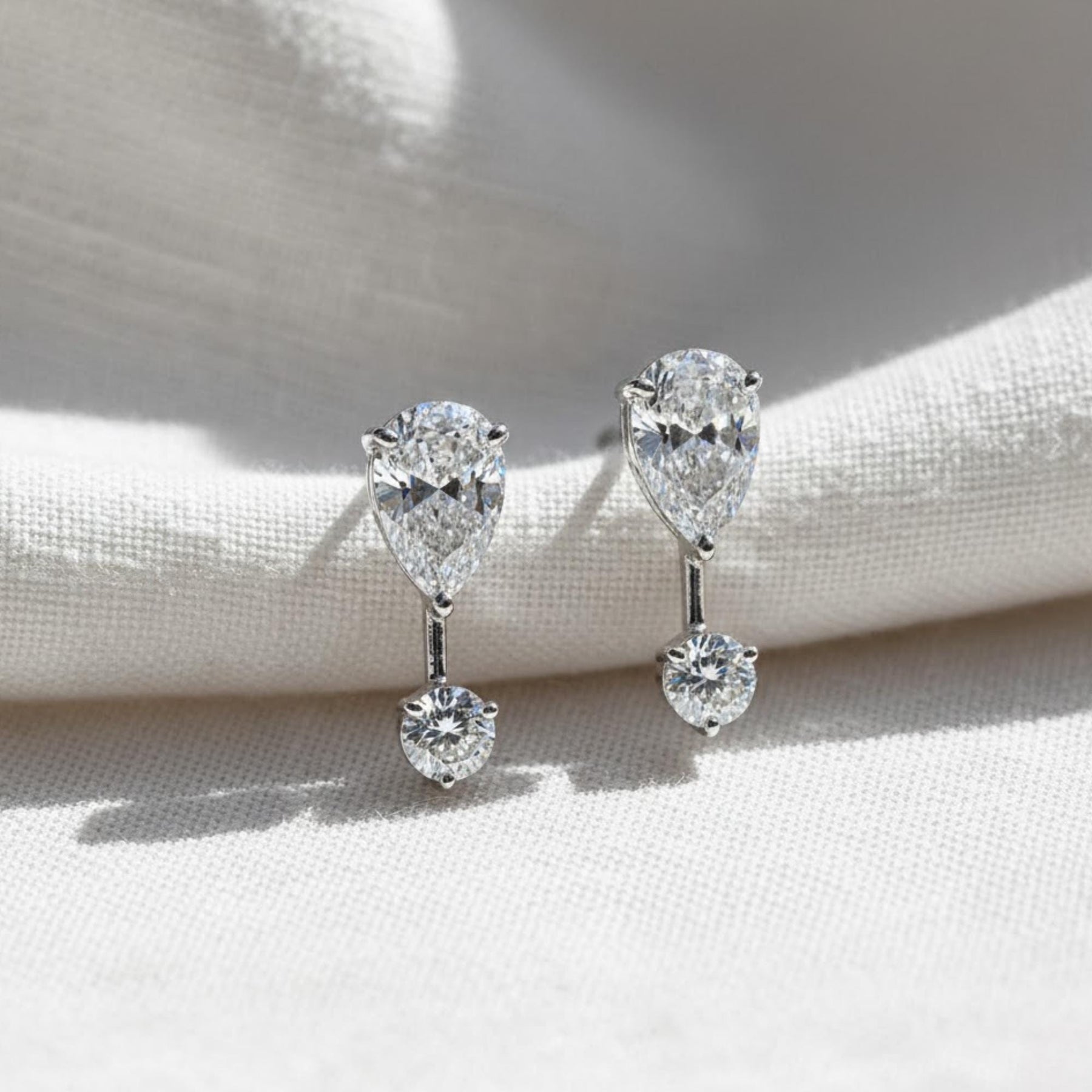 Pear Lab Diamond Jacket Earring/ Three Prong Diamond Jacket Earring/ Jacket earring only / Single or Pair Jacket Earring/ Anniversary gift