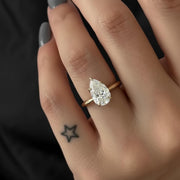 2 Carat Pear Cut Lab Grown Diamond Ring / Pear Shaped Engagement Ring / 2 CT Solitaire Ring / Minimalist Ring / 14K Gold Thin Dainty Ring