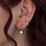 Antique Russian Old Mine Moissanite Drop Dangle Earrings in 14kt Two-Tone Gold Over