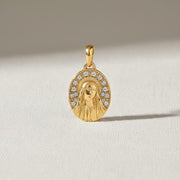 14K Gold Archangel Michael Pendant: 14K Yellow Gold Diamond Necklace
