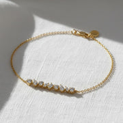 Dainty Multi Shape Lab Grown Diamond Bracelet For Women, 10k 14k Gold Lab created  Emerald, Round, Pear, Marquise Diamond Bracelet