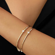 14K Gold Minimalist Bracelet, Pear Shape Solitaire Bangle, Diamond Bangle Bracelet, Tear Drop Bracelet Bangle, Birthday Gift
