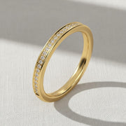 Diamond Wedding Band 10K 14K Solid Gold Stacking Ring Half Eternity Ring Lab Grown Diamond Ring Anniversary Stack Ring for Women