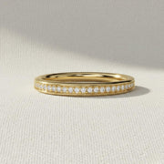 Diamond Wedding Band 10K 14K Solid Gold Stacking Ring Half Eternity Ring Lab Grown Diamond Ring Anniversary Stack Ring for Women