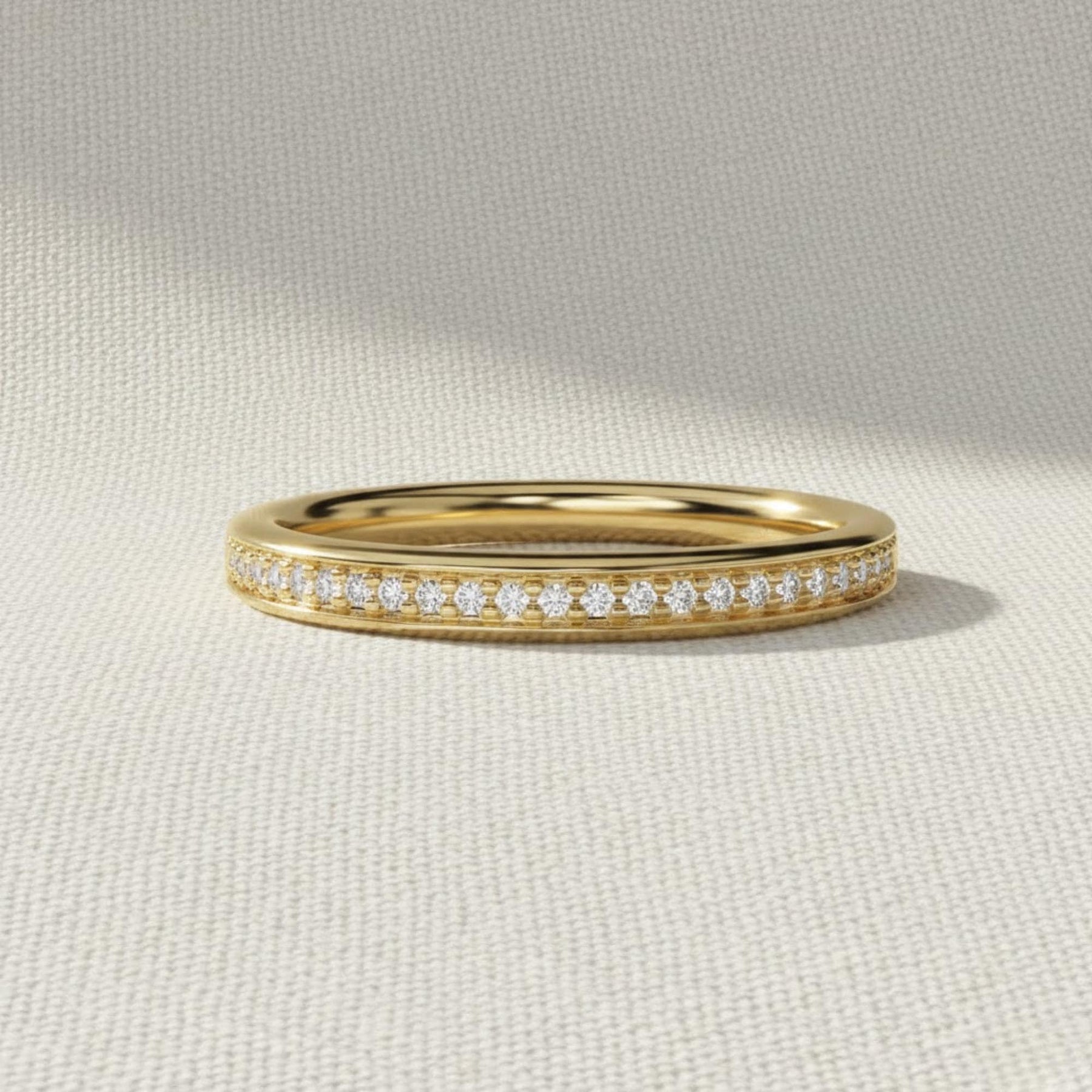 Diamond Wedding Band 10K 14K Solid Gold Stacking Ring Half Eternity Ring Lab Grown Diamond Ring Anniversary Stack Ring for Women