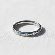Delicate Flush Set Round Diamond Wedding Band, 14K Gold Round Dome Ring, Wide Round Lab Diamond Band, Anniversary Stacking Ring