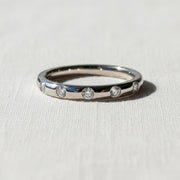 Delicate Flush Set Round Diamond Wedding Band, 14K Gold Round Dome Ring, Wide Round Lab Diamond Band, Anniversary Stacking Ring