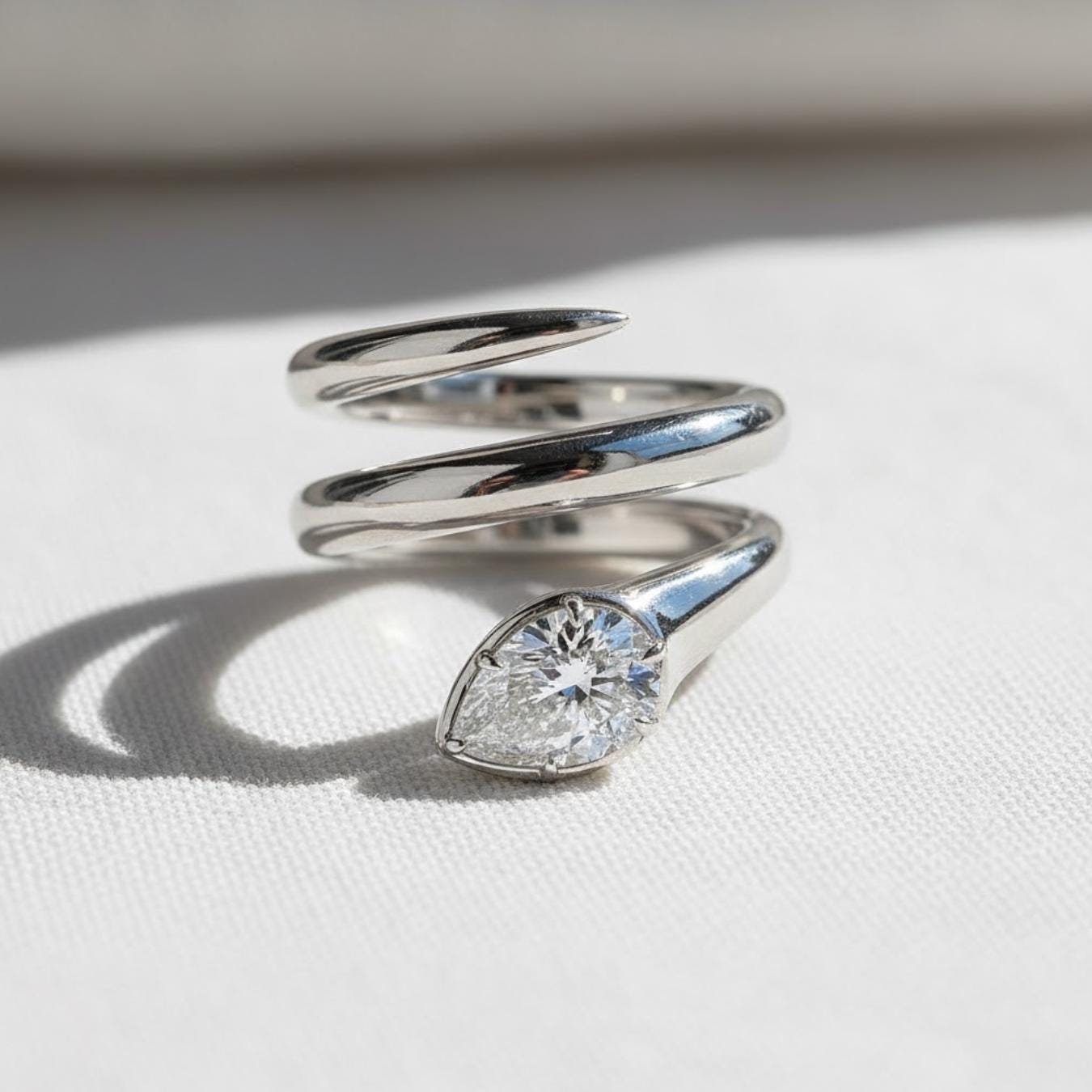The Serpentine Lab-Grown Diamond Snake Engagement Ring in 10K or 14K Solid Yellow Gold