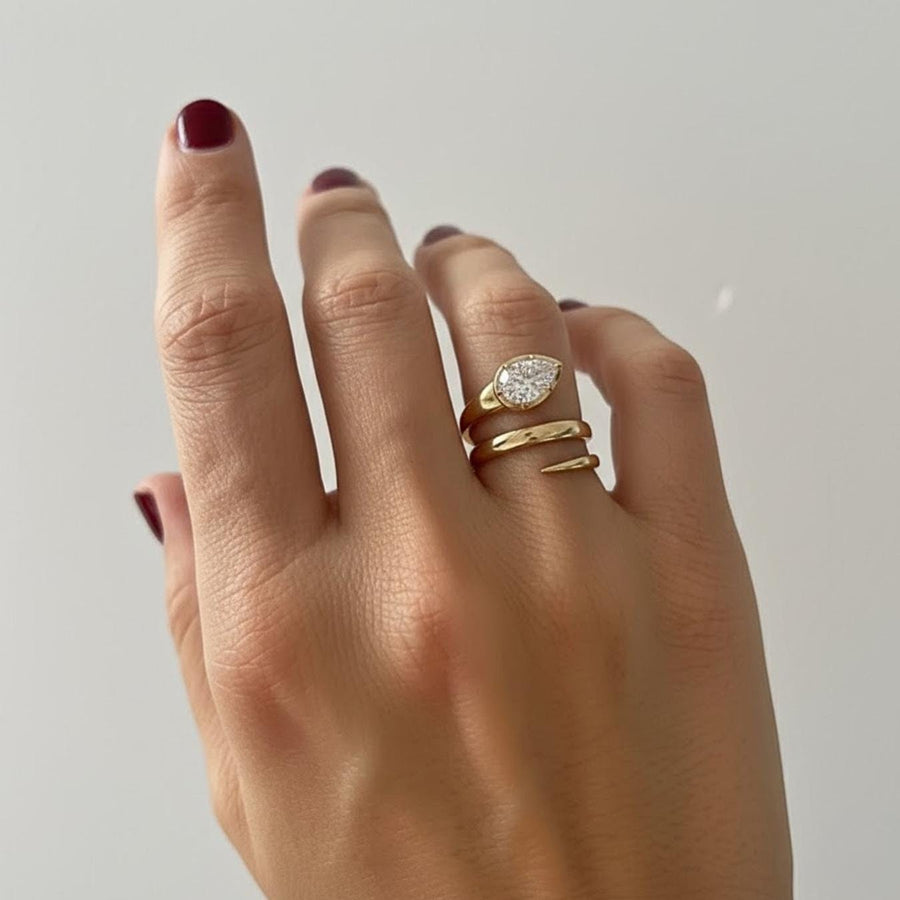 The Serpentine Lab-Grown Diamond Snake Engagement Ring in 10K or 14K Solid Yellow Gold