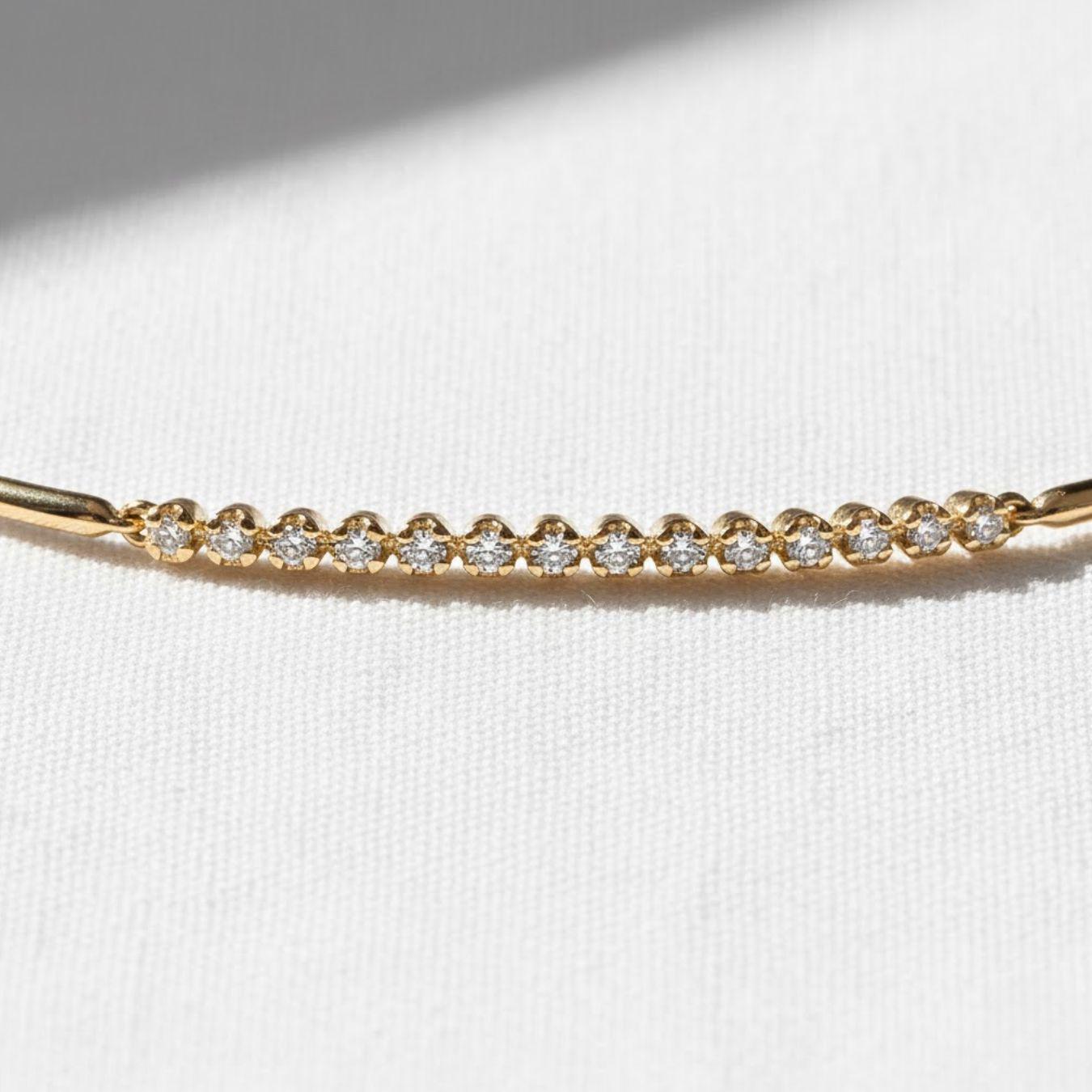 The Verena Minimalist Lab-Grown Diamond Bar Bangle in 10K or 14K Solid Gold