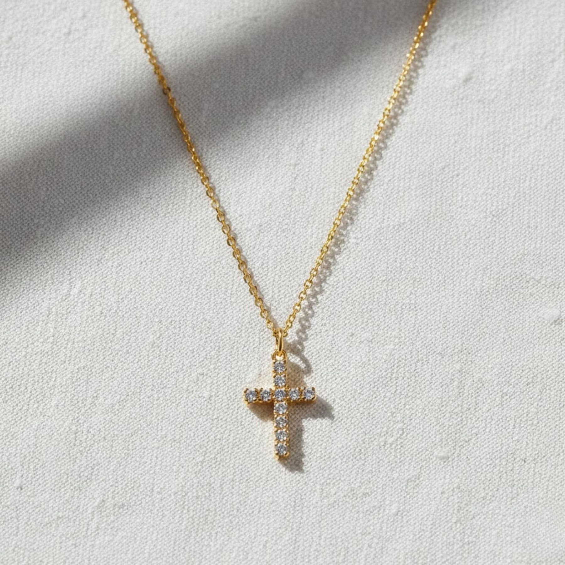 14k Solid Gold Diamond Encrusted Cross Necklace / Silver Cross Necklace with Lab Diamond / Diamond Cross Necklaces for Women