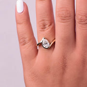 Pear Cut Engagement Ring, Lab Grown Diamond Ring, Wedding Rings for Women, Half Bezel Ring, Handmade Jewelry by EmoraDiamonds, IGI Certified