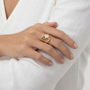 2 CT Pear Cut Diamond Ring | Curved Wave Gold Band Solitaire | 14K Solid Gold Modern Statement Engagement Ring | Unique Bold Ring for Her