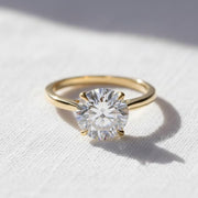 Round Lab Grown Diamond Ring Solitaire Diamond Engagement Ring Round Diamond Wedding Ring for Her Minimalist Anniversary Ring Proposal Ring