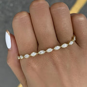 The Marcelline 3.78 CTW Marquise Bezel Lab-Grown Diamond Tennis Bracelet in 10K or 14K Solid Gold
