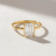 2 carat IGI Certified F color VS+ Clarity Emerald Cut Lab Grown Diamond Solitaire Engagement Ring 14k Yellow Gold
