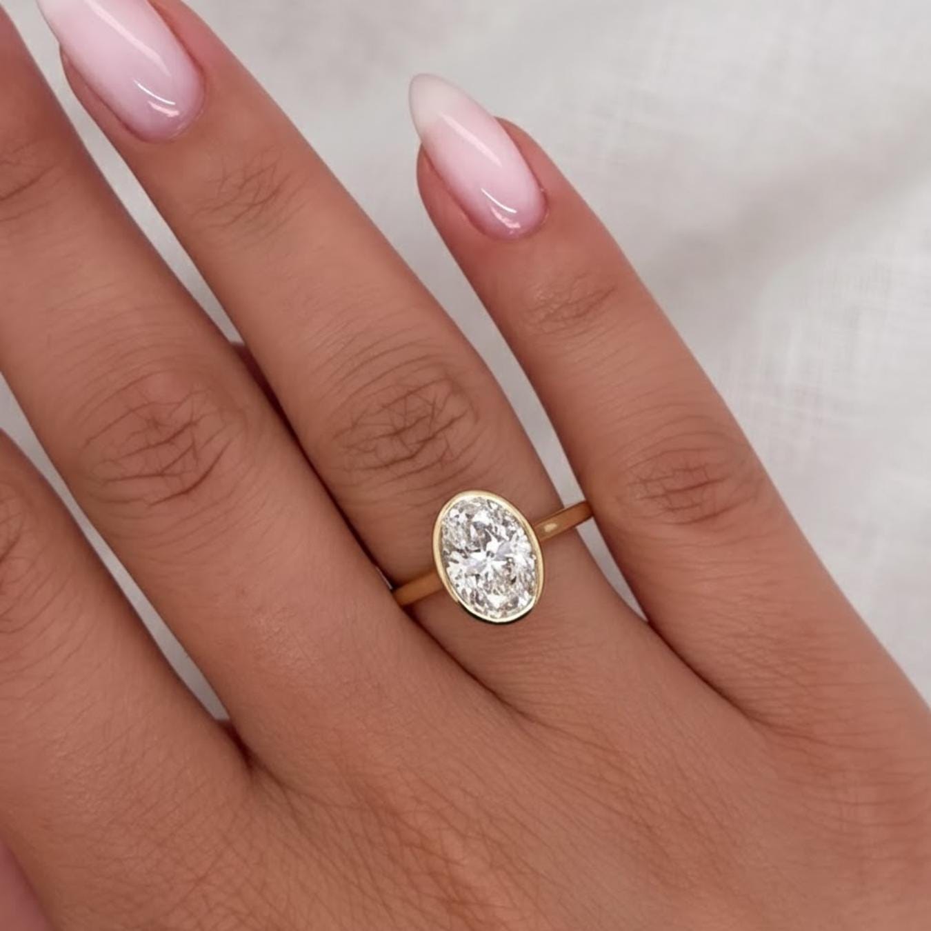 Oval Diamond Engagement Ring, Diamond Engagement Ring, Oval Diamond Ring, Bezel Setting, Solitaire Engagement Ring, 2.00 carat