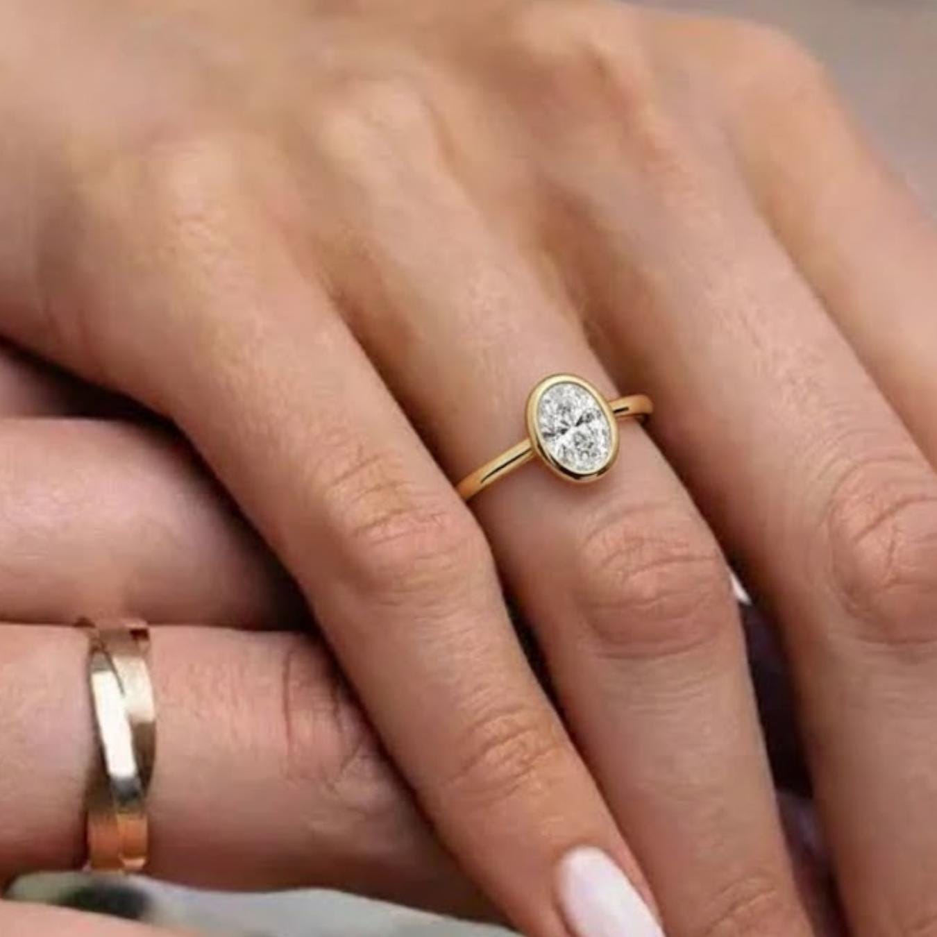 Oval Diamond Engagement Ring, Diamond Engagement Ring, Oval Diamond Ring, Bezel Setting, Solitaire Engagement Ring, 2.00 carat
