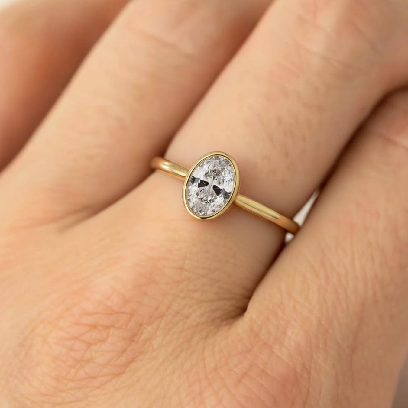 Oval Diamond Engagement Ring, Diamond Engagement Ring, Oval Diamond Ring, Bezel Setting, Solitaire Engagement Ring, 2.00 carat