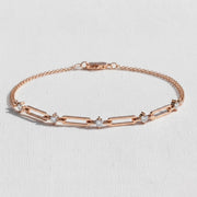 Paperclip Diamond Station Bracelet, Gold Chain Link Bracelet, Lab Create Diamond Accents, Minimalist Design, Subtle Elegance, Selene