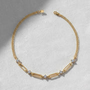 Paperclip Diamond Station Bracelet, Gold Chain Link Bracelet, Lab Create Diamond Accents, Minimalist Design, Subtle Elegance, Selene