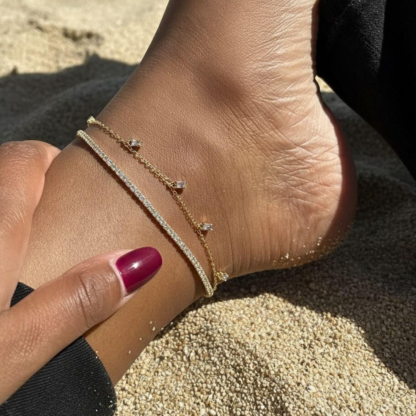 The Marina Lab-Grown Diamond Anklet in 10K or 14K Solid Gold