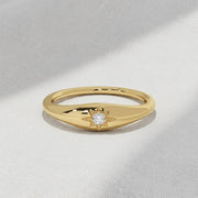 The Polaris North Star Lab-Grown Diamond Pinky Signet Ring in 10K or 14K Solid Gold