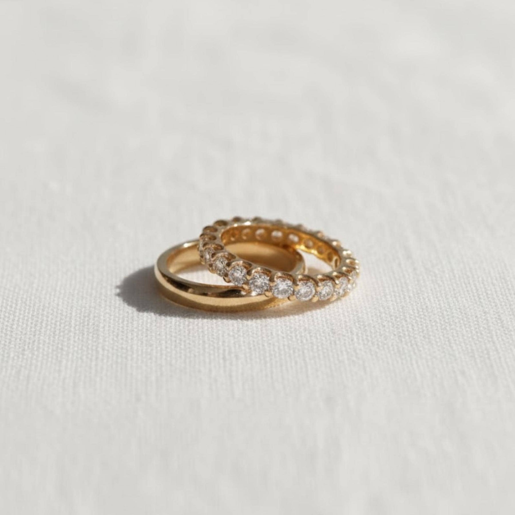 The Seraphine 2-Piece Minimalist Lab-Grown Diamond Wedding Ring Set in 10K or 14K Solid Gold