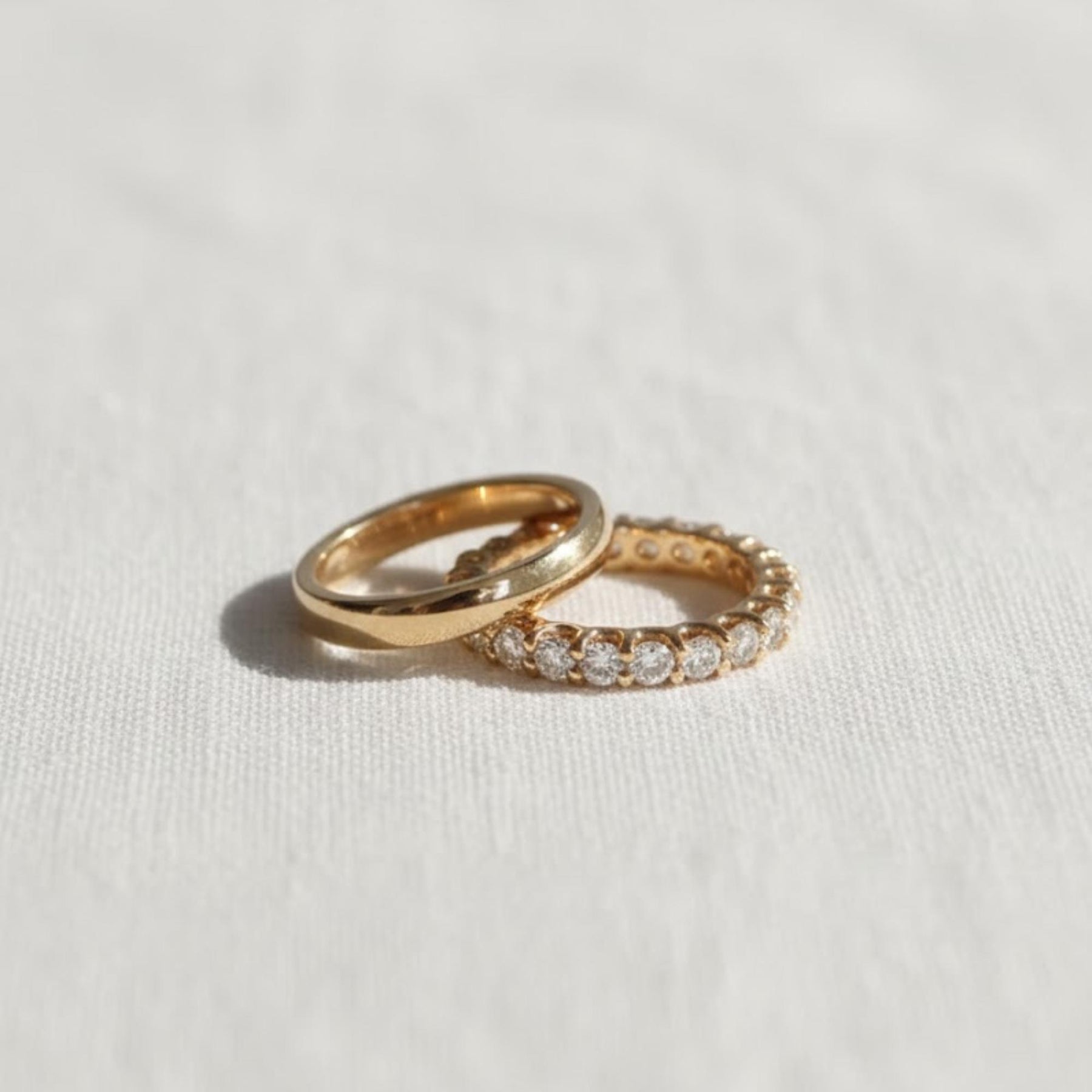 The Seraphine 2-Piece Minimalist Lab-Grown Diamond Wedding Ring Set in 10K or 14K Solid Gold